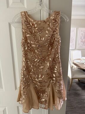 Lulu's Rose Gold Sequin Mini Dress